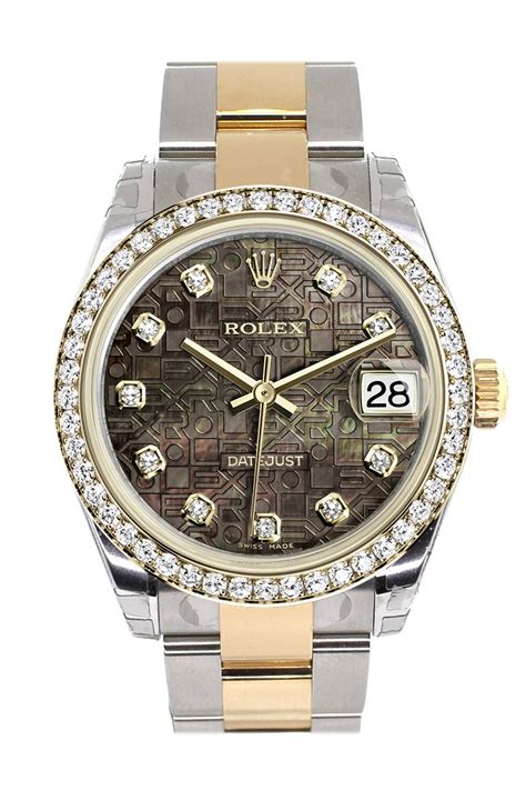 rolex black mother of pearl face|rolex datejust 31 black dial.